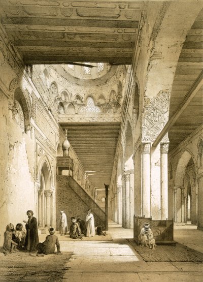 Interior of the Maqsourah in the 9th century Mosque of Ahmed Ibn-Touloun, Cairo by Philibert Joseph Girault de Prangey